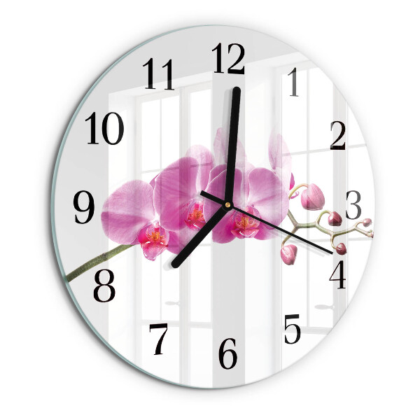 Wanduhr rund Orchidee