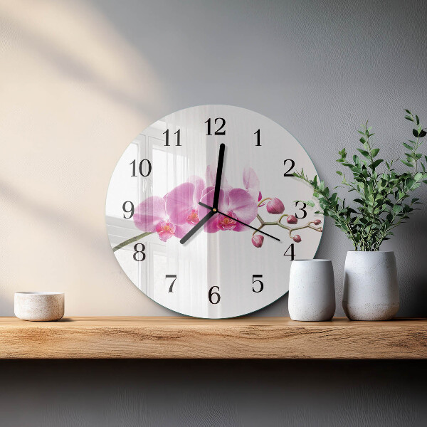 Wanduhr rund Orchidee