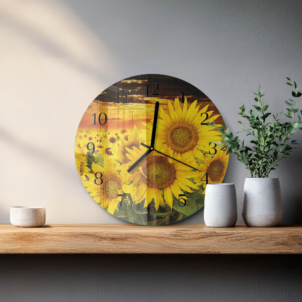 Wanduhr rund Sonnenblumen