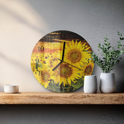 Wanduhr rund Sonnenblumen