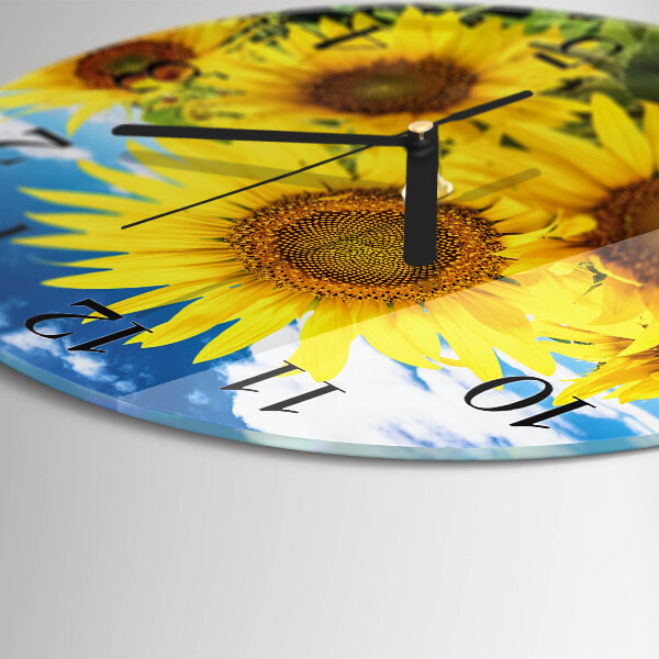 Wanduhr rund Sonnenblumen