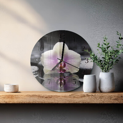 Wanduhr rund Orchidee