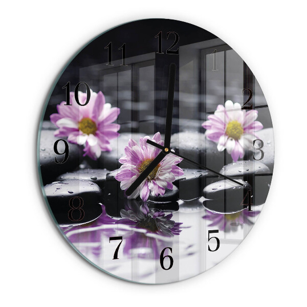 Wanduhr rund Blumen