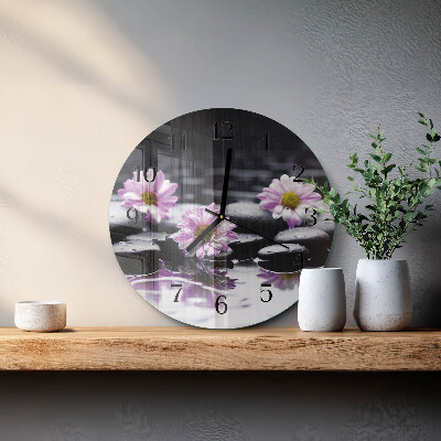 Wanduhr rund Blumen