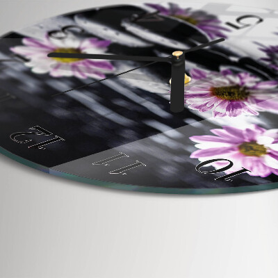 Wanduhr rund Blumen