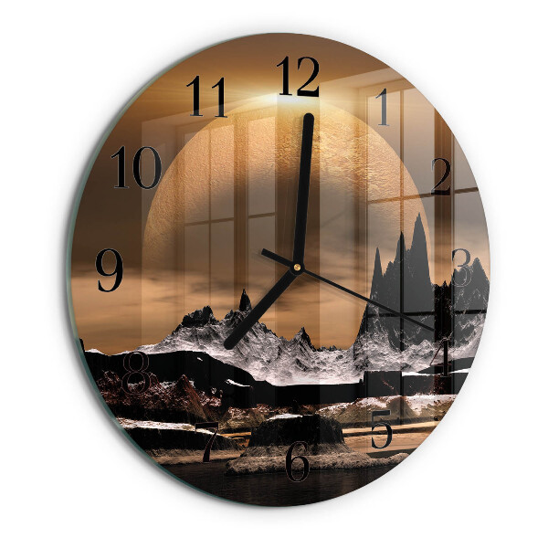 Wanduhr rund Gebirge