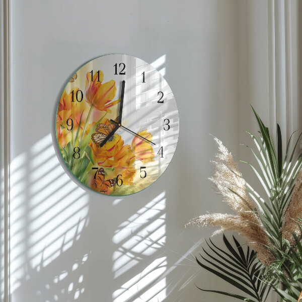 Wanduhr rund Tulpen