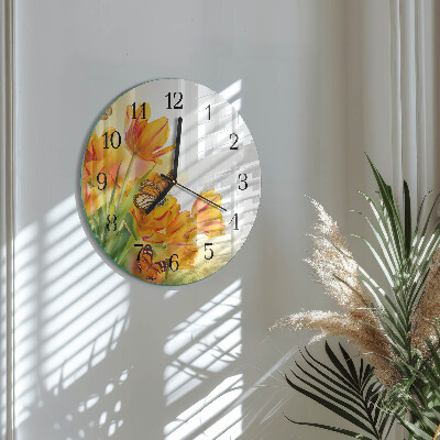 Wanduhr rund Tulpen