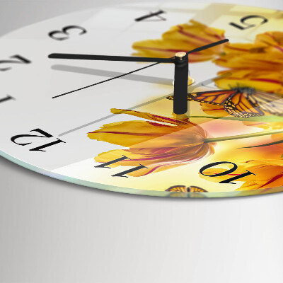 Wanduhr rund Tulpen