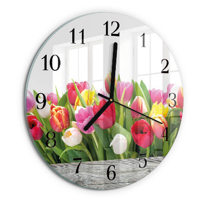 Wanduhr rund Tulpen