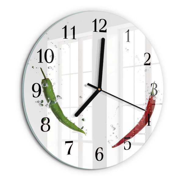 Wanduhr rund Chilischoten