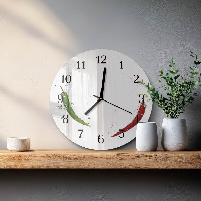 Wanduhr rund Chilischoten