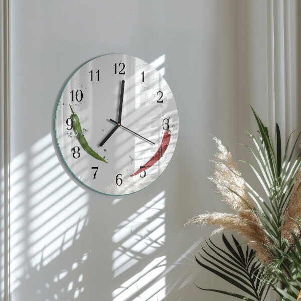 Wanduhr rund Chilischoten
