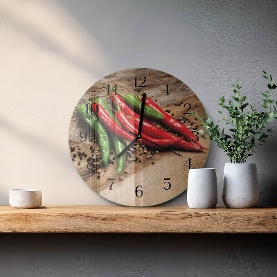 Wanduhr rund Chilischoten