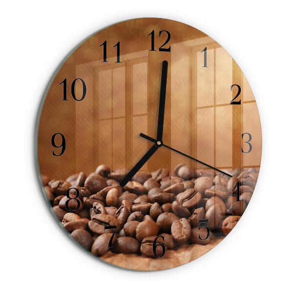 Wanduhr rund Kaffeebohnen