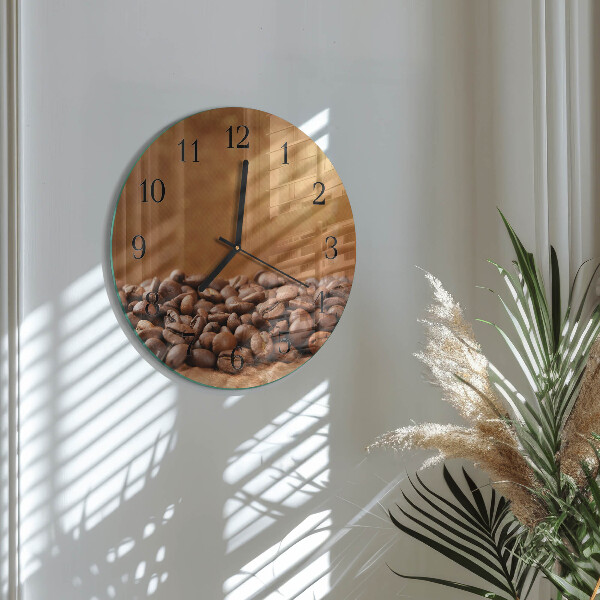 Wanduhr rund Kaffeebohnen