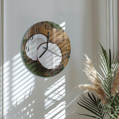 Wanduhr rund Kokosnüsse
