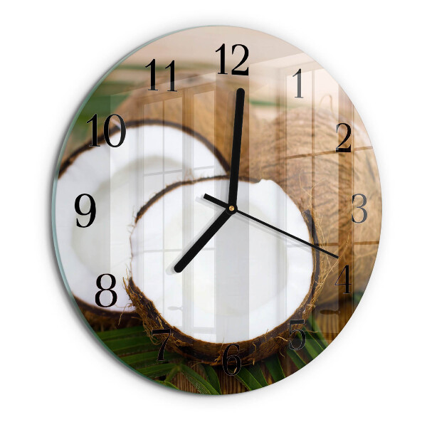 Wanduhr rund Kokosnüsse