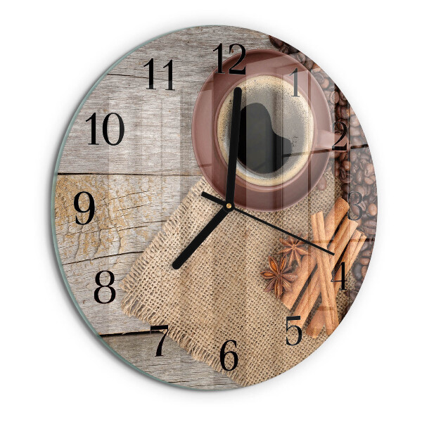 Wanduhr rund Kaffeebohnen