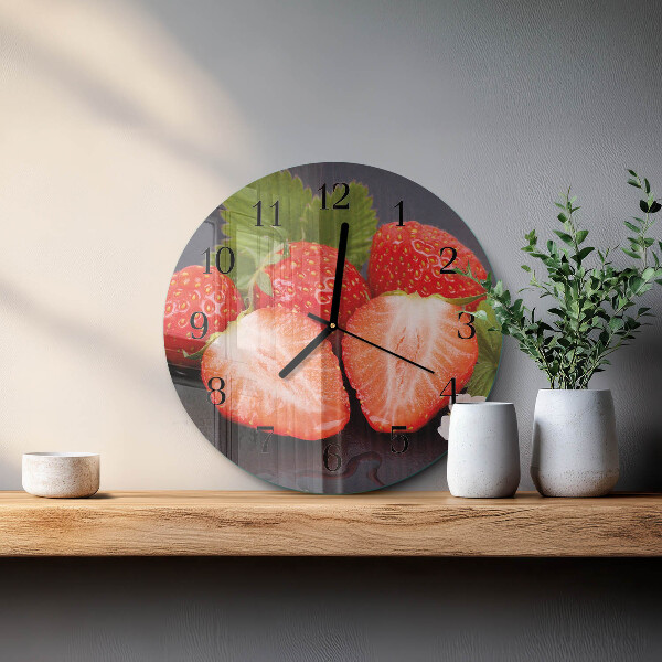 Wanduhr rund Erdbeeren
