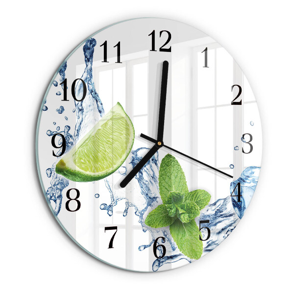 Wanduhr rund Minze mit Limette