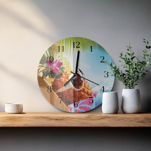 Wanduhr rund Ananas