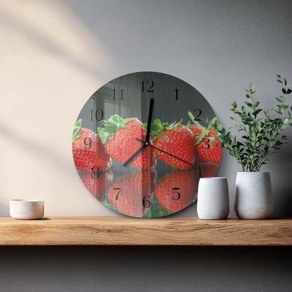 Wanduhr rund Erdbeeren
