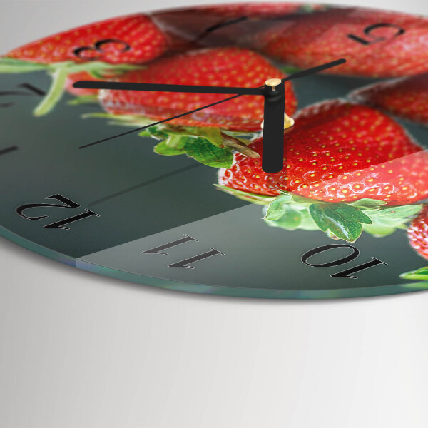 Wanduhr rund Erdbeeren