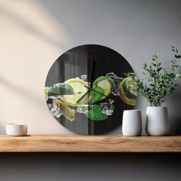 Wanduhr rund Zitrone und Limette