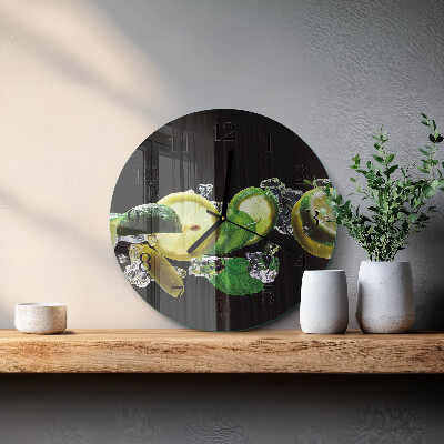 Wanduhr rund Zitrone und Limette