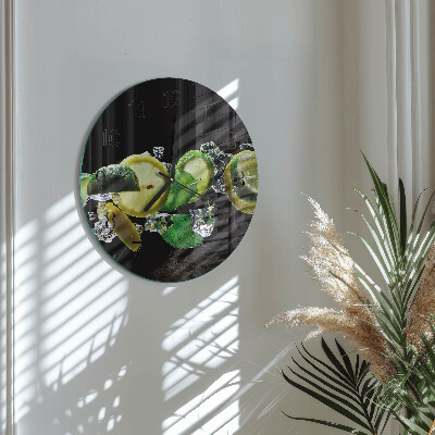 Wanduhr rund Zitrone und Limette