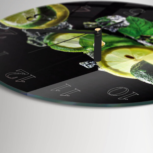 Wanduhr rund Zitrone und Limette