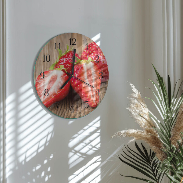 Wanduhr rund Erdbeeren
