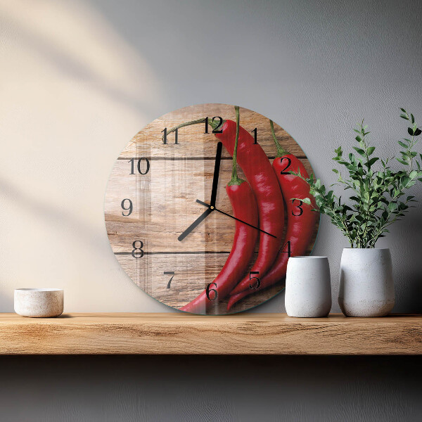 Wanduhr rund Chilischoten