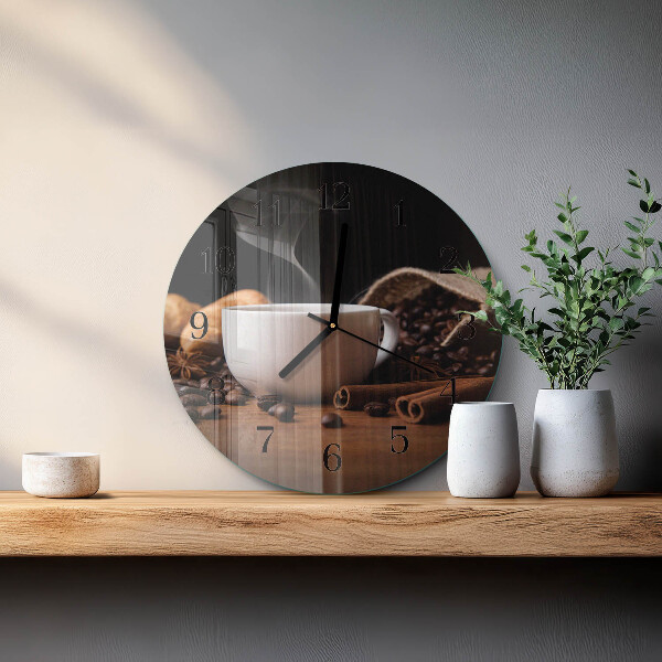 Wanduhr rund Kaffee