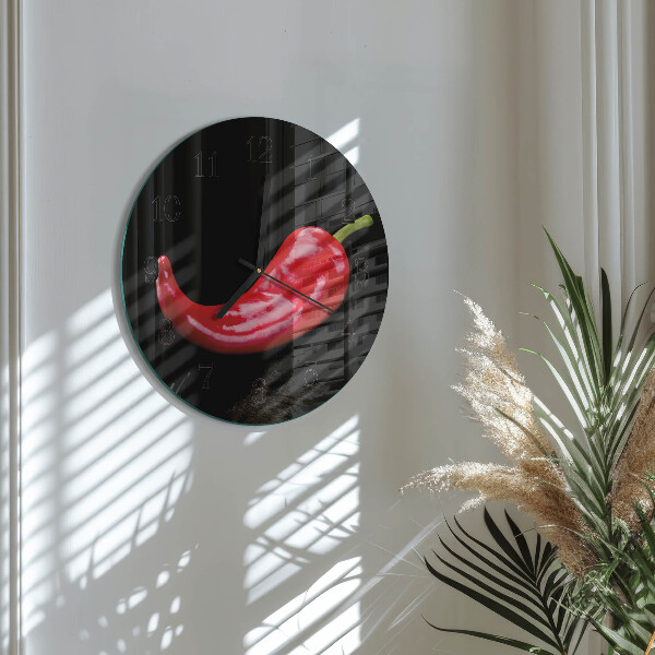 Wanduhr rund Chilischoten