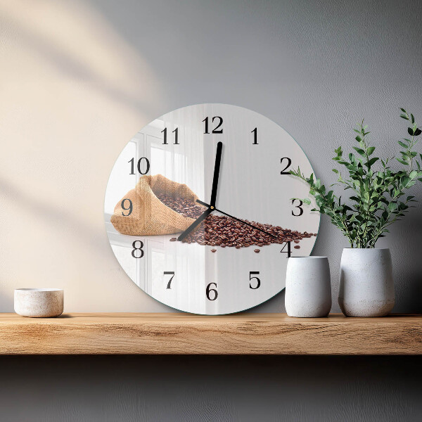 Wanduhr rund Kaffeebohnen