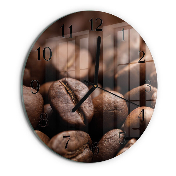 Wanduhr rund Kaffeebohnen