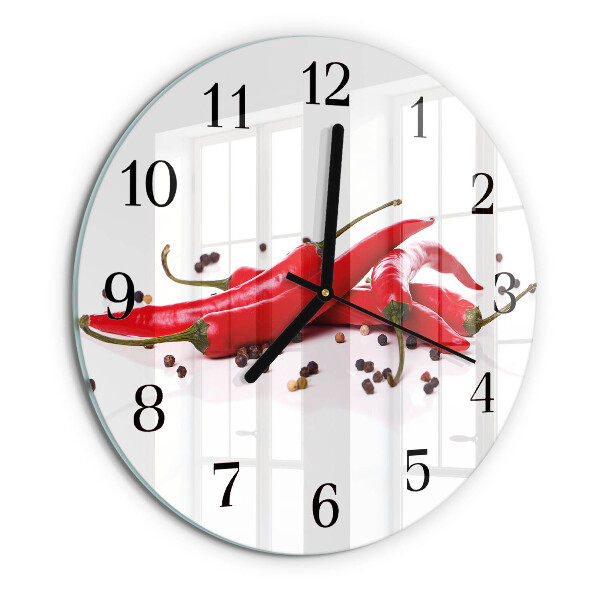 Wanduhr rund Chilischoten