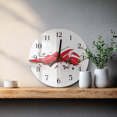 Wanduhr rund Chilischoten