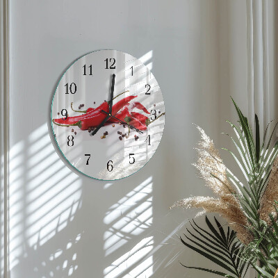 Wanduhr rund Chilischoten