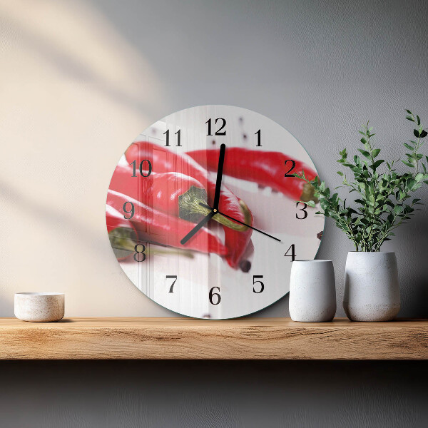 Wanduhr rund Chilischoten