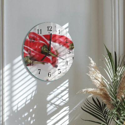 Wanduhr rund Chilischoten