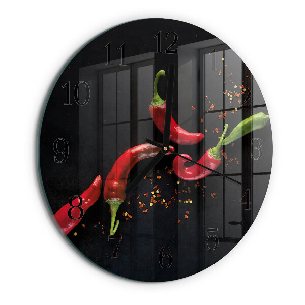 Wanduhr rund Chilischoten