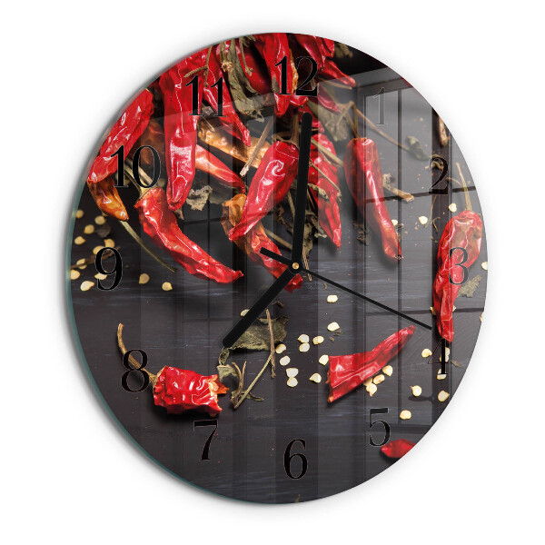 Wanduhr rund Chilischoten