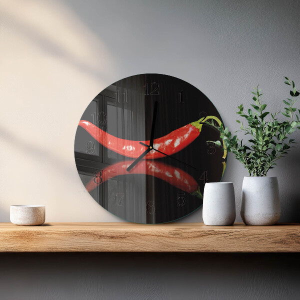 Wanduhr rund Chilischoten