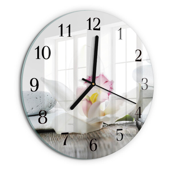 Wanduhr rund Orchidee