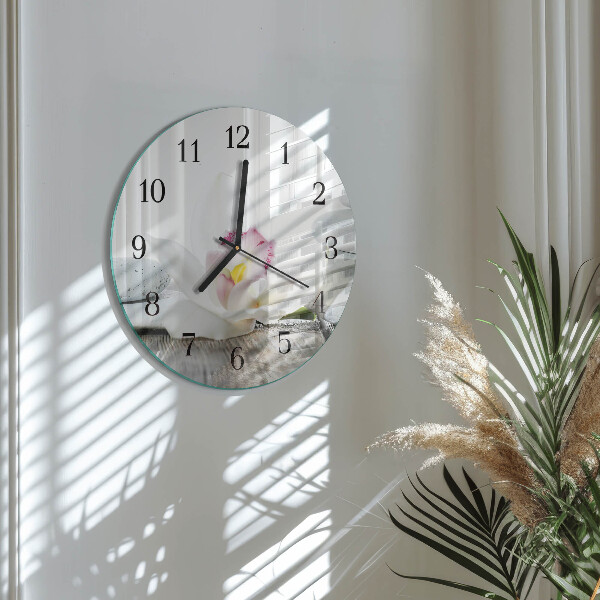 Wanduhr rund Orchidee