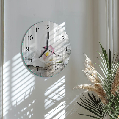 Wanduhr rund Orchidee