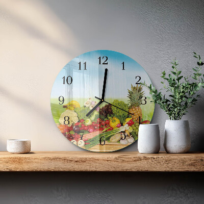 Wanduhr rund Gemüse Obst